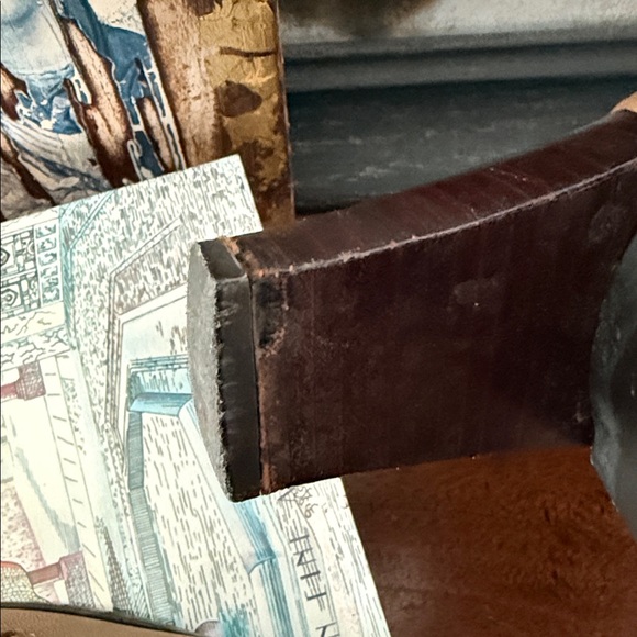 Girl Boss Vintage 90s Y2K Nickels Tan Leather Square Toe Chunky Heeled Boots - Picture 11 of 11